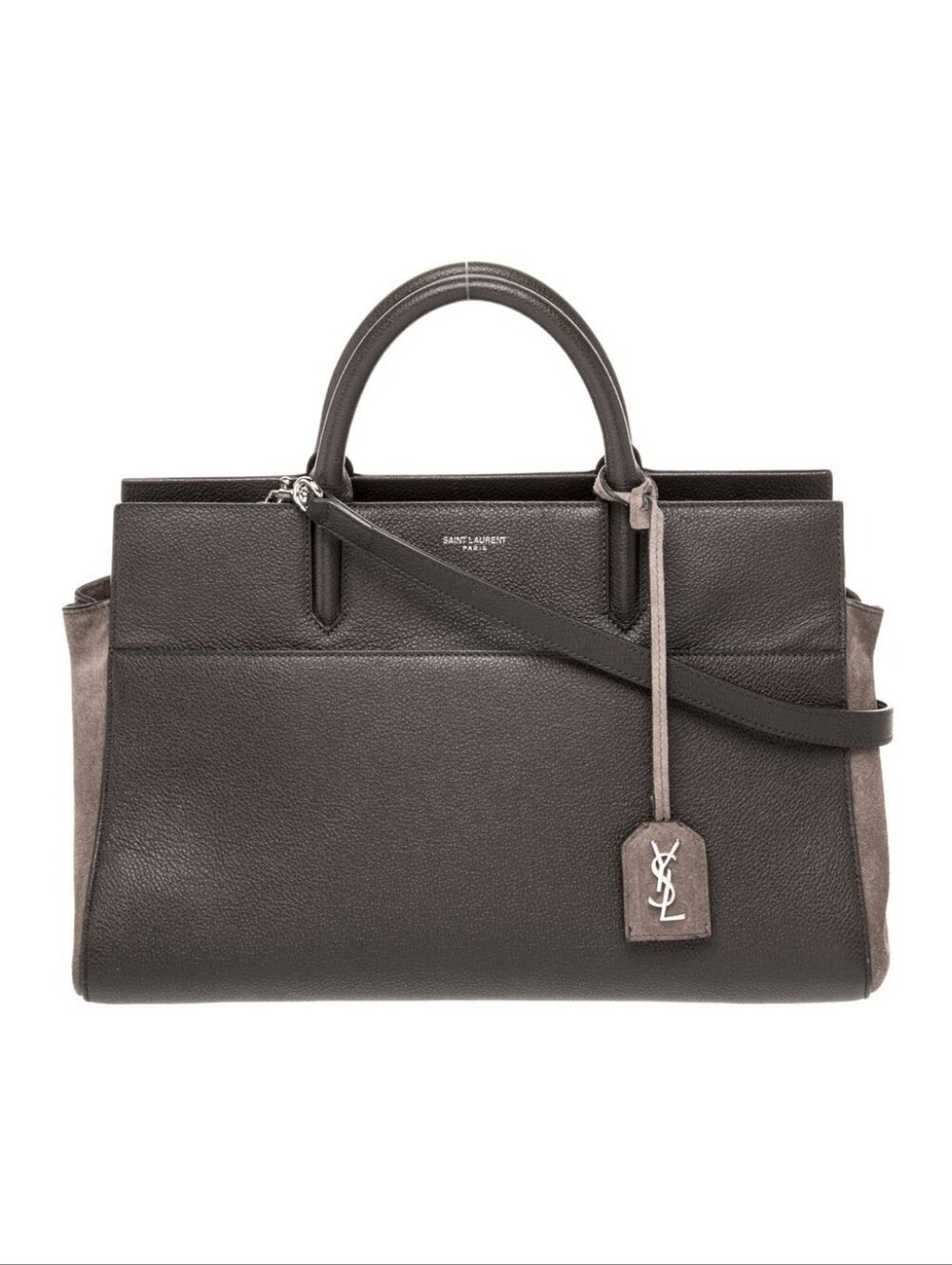 SAINT LAURENT RIVE GAUCHE LEATHER & SUEDE 2 WAY SATCHEL CROSSBODY BAG